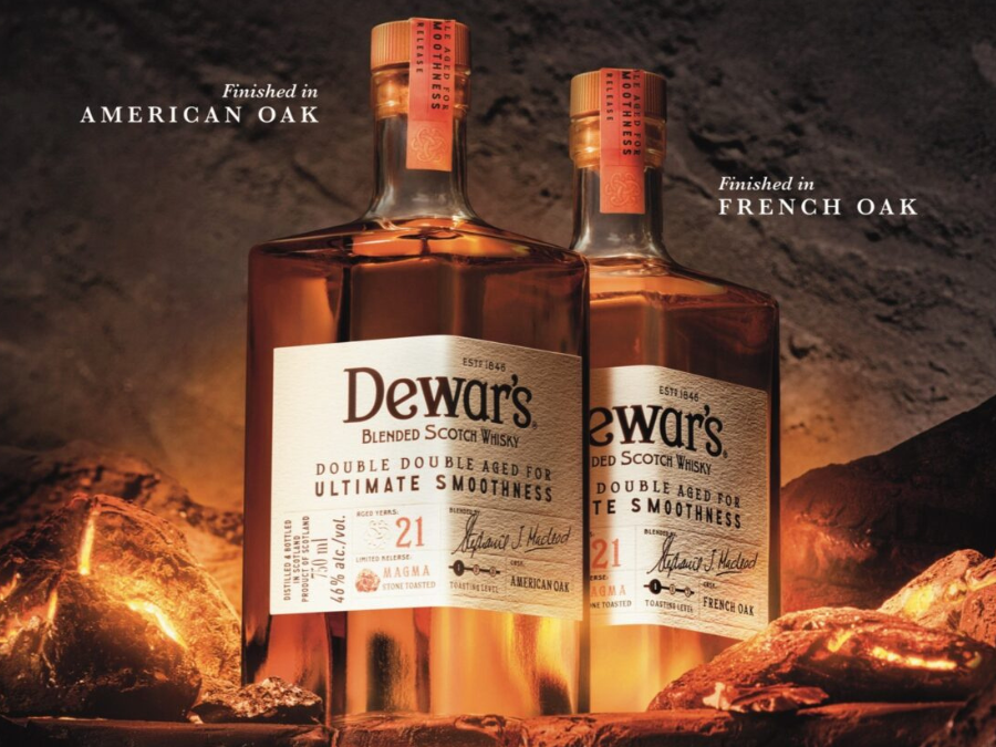 Bottles of Dewar's Double Double 21 Year Old Stone Toasted blended Scotch