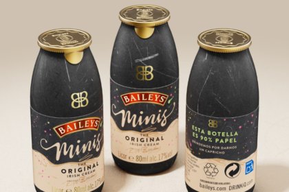 Paper bottles of Baileys Minis