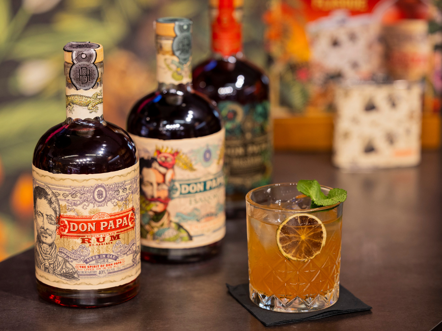 Three expressions of Don Papa Rum with a cocktail serve