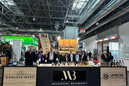 Milestone Beverages stand and staff at ProWein