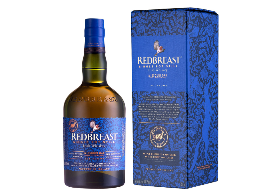 Bottle of and box for Redbreast Missouri Oak Edition