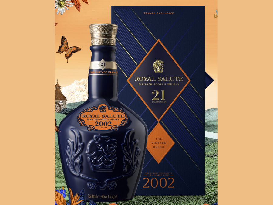 Bottle of and box for Royal Salute 21 Year Old Vintage Blend 2002 Release