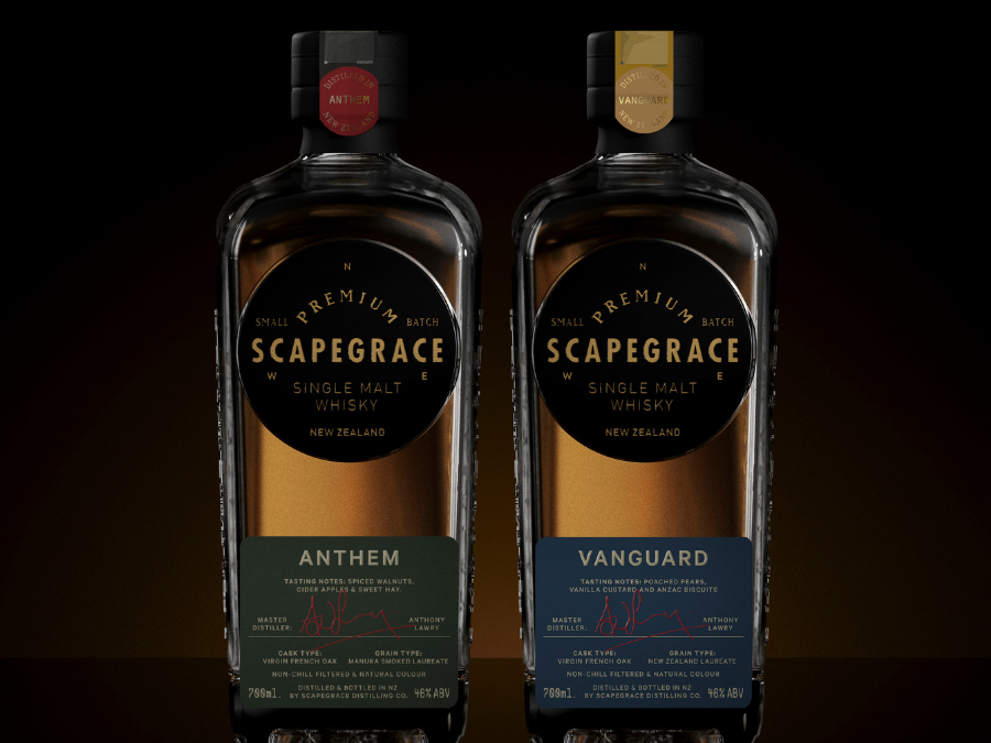 Scapegrace Anthem and Vanguard single malt whiskies