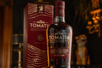 Bottle of and box for Tomatin 12 Year Old Sherry Cask