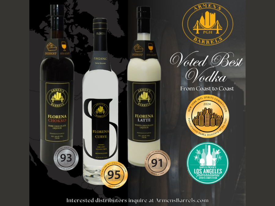 Bottle of Armen's Barrels' Florena Curve Vodka