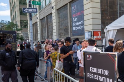 Attendees queuing outside Bar Convent Brooklyn