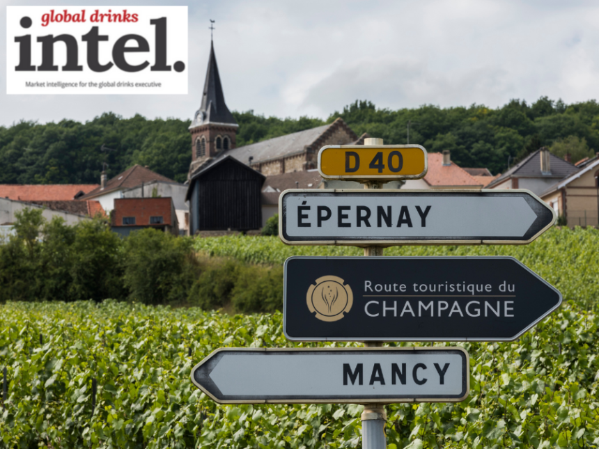 Road sign in the Champagne region of France