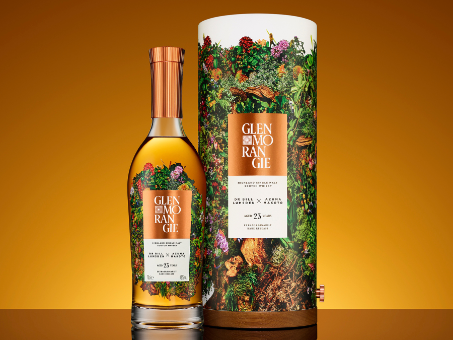 Bottle of and box for Glenmorangie Dr Bill Lumsden x Azuma Makoto 23 Years Old