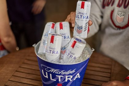Team USA-branded cans of Michelob Ultra