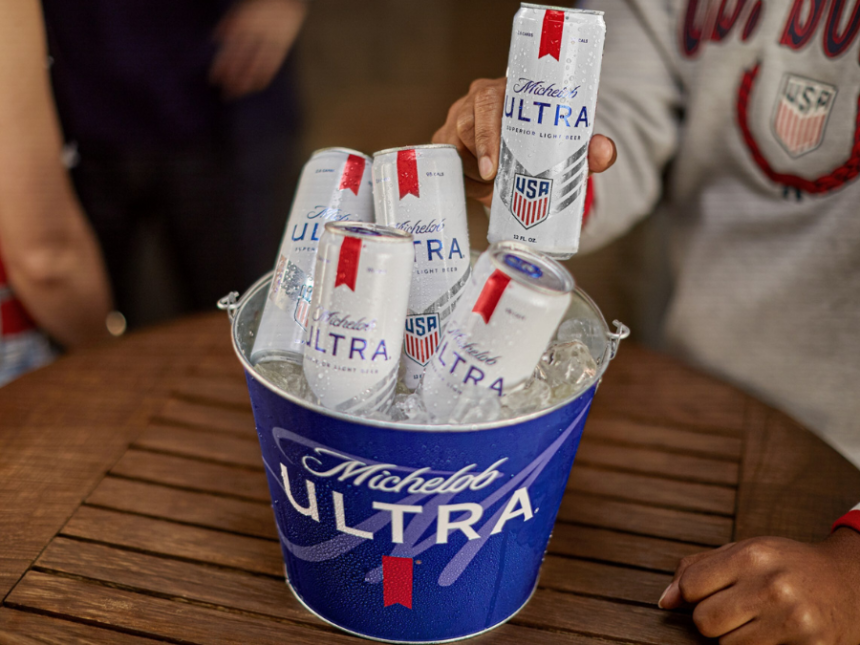 Team USA-branded cans of Michelob Ultra