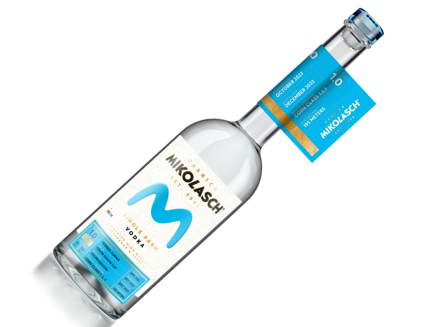 Bottle of Mikolasch single farm vodka