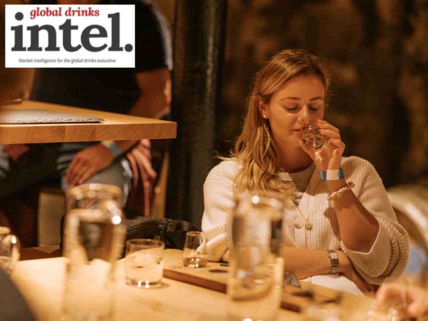 A female consumer at a scotch whisky tasting event