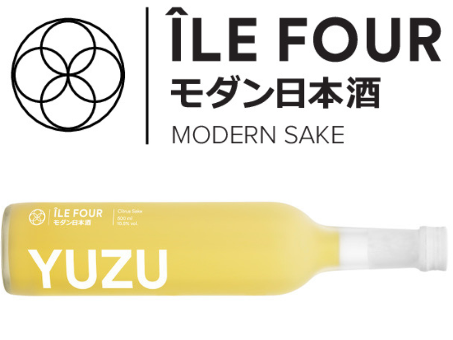 Ile Four logo with bottle of Yuzu Japanese liqueur