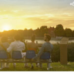 Set of Olympic Games seats by the River Thames in London