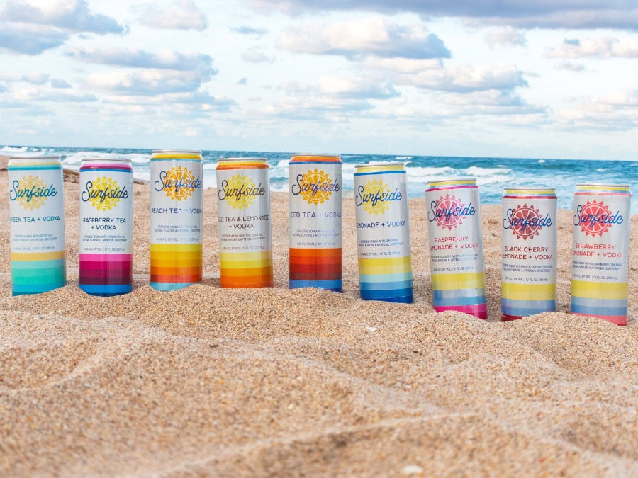 Nine variants in the Surfside portfolio with a beach background