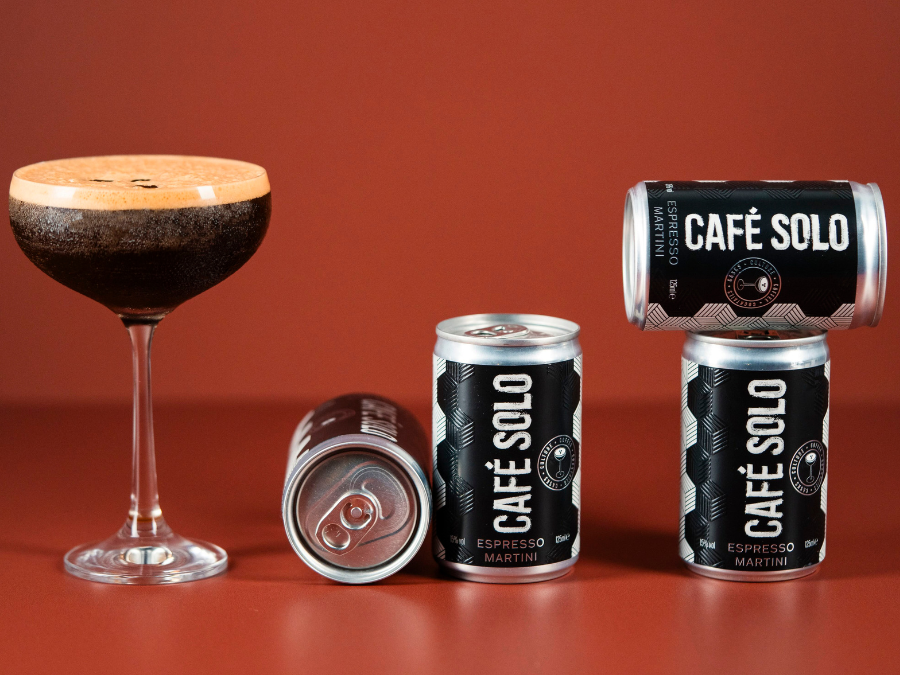 Four cans of Cafe Solo Espresso Martini RTD