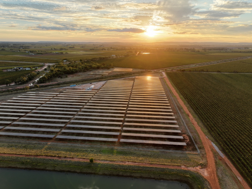 Aerial view of Casella Family Brands solar farm
