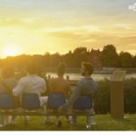Set of Olympic Games seats by the River Thames in London