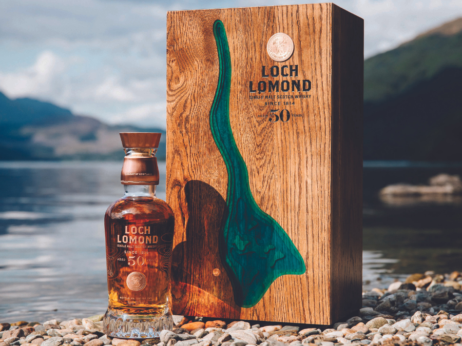 Bottle of and box for Loch Lomond 50 Year Old