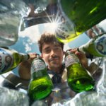 Charles Leclerc with bottles of Peroni 0.0%