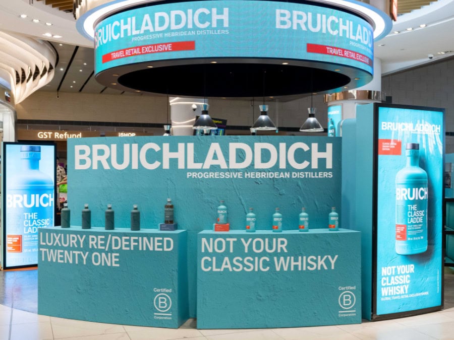 Bruichladdich display in global travel retail