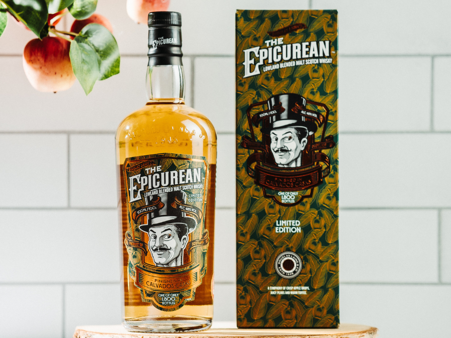 Bottle of and box for The Epicurean Calvados Limited Edition