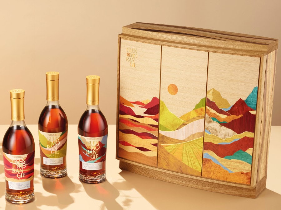 Bottles of and pack for Glenmorangie Pursuit of Passion Wine Cask Collection