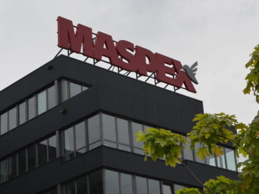 Maspex logo on an office building