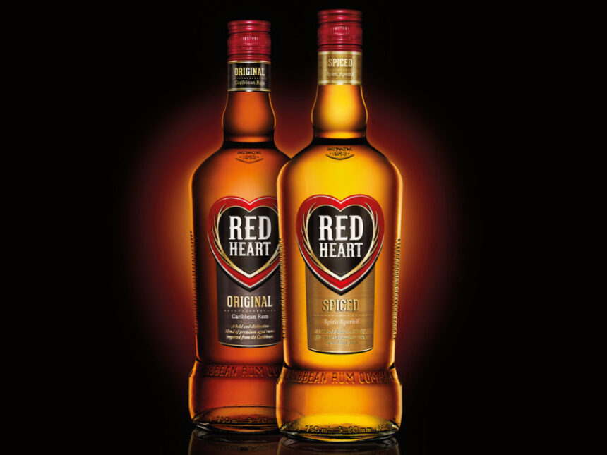 Bottles of Red Heart original and spiced rums