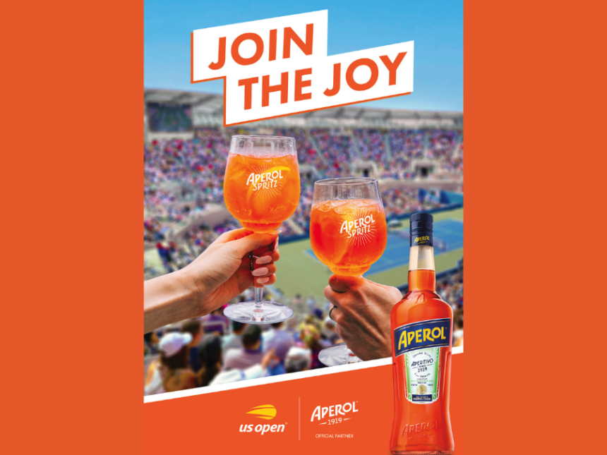 Marketing material for Aperol at the 2024 US Open