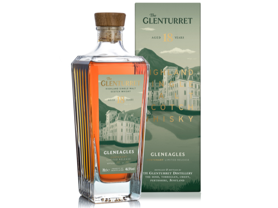 Bottle of and box for The Glenturret 18-year-old exclusive or Gleneagles Hotel
