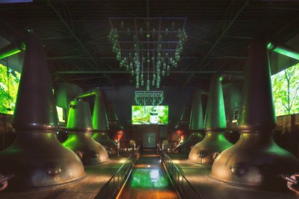 Interior of stillhouse at Hakushu Distillery
