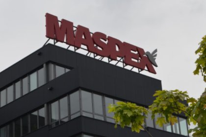 Maspex logo on an office building
