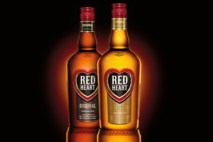 Bottles of Red Heart original and spiced rums