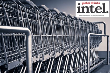 A line of stacked empty shopping carts