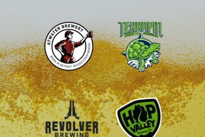 Logos for Hop Valley Brewing Co, Terrapin Beer Co., Revolver Brewing and Atwater Brewery