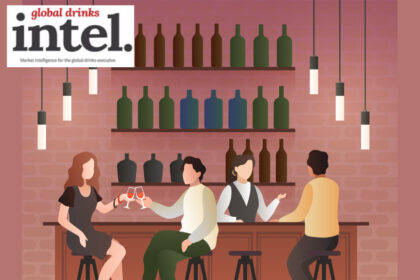 Drawn image of drinkers sitting at a bar