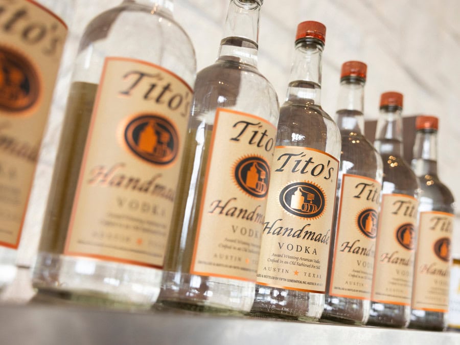 Bottles of Tito's Handmade Vodka