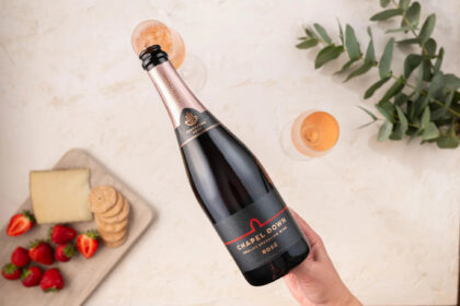 Bottle of Chapel Down sparkling rosé