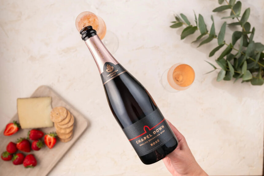 Bottle of Chapel Down sparkling rosé