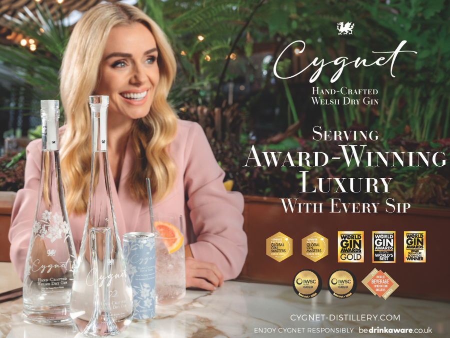 Katherine Jenkins OBE with the Cygnet Gin range