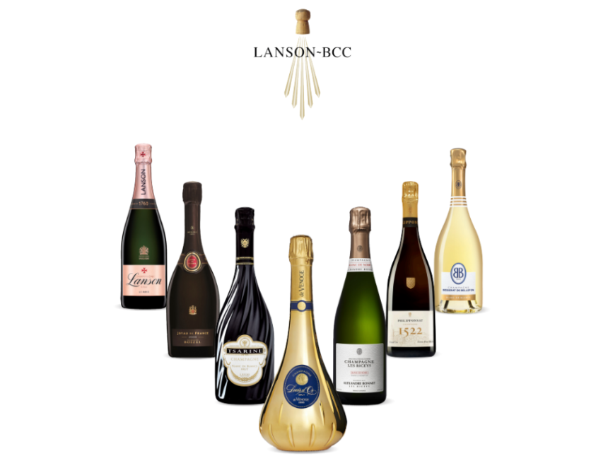 Logo and seven champagne brands from Lanson-BCC