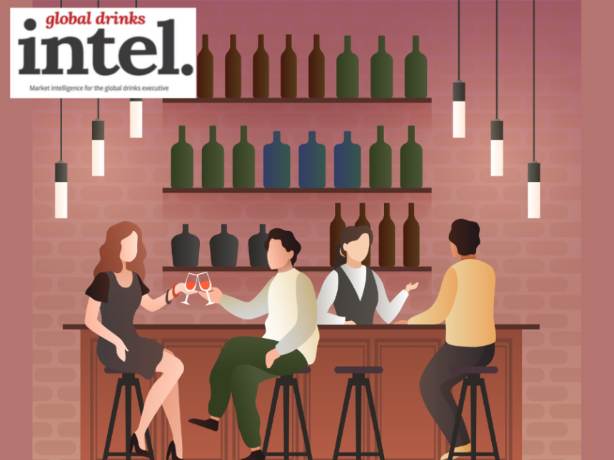 Drawn image of drinkers sitting at a bar