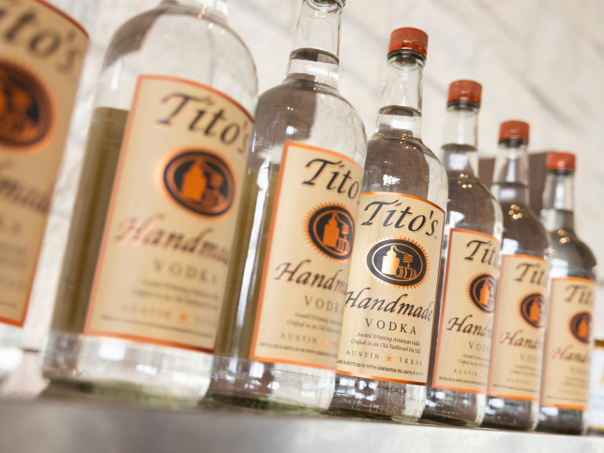 Bottles of Tito's Handmade Vodka
