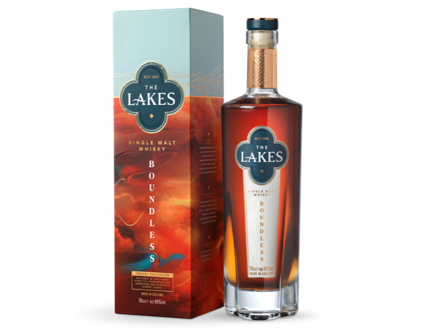 Bottle of and box for Boundless from The Lakes Distillery