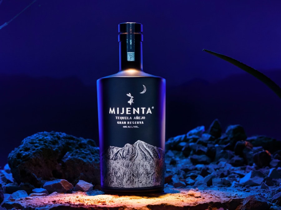 Bottle of Mijenta anejo tequila
