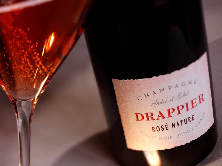 Close-up of Drappier Brut Nature Rose
