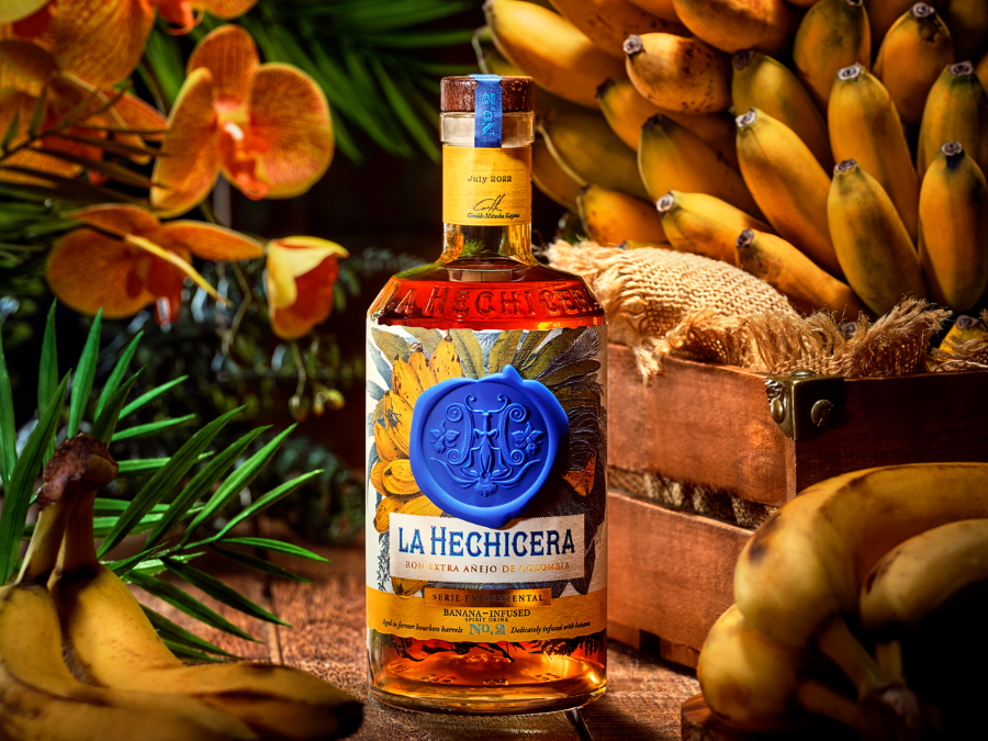 Bottle of La Hechicera banana-infused rum