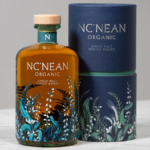 Bottle of and box for Nc'nean organic single malt scotch whisky