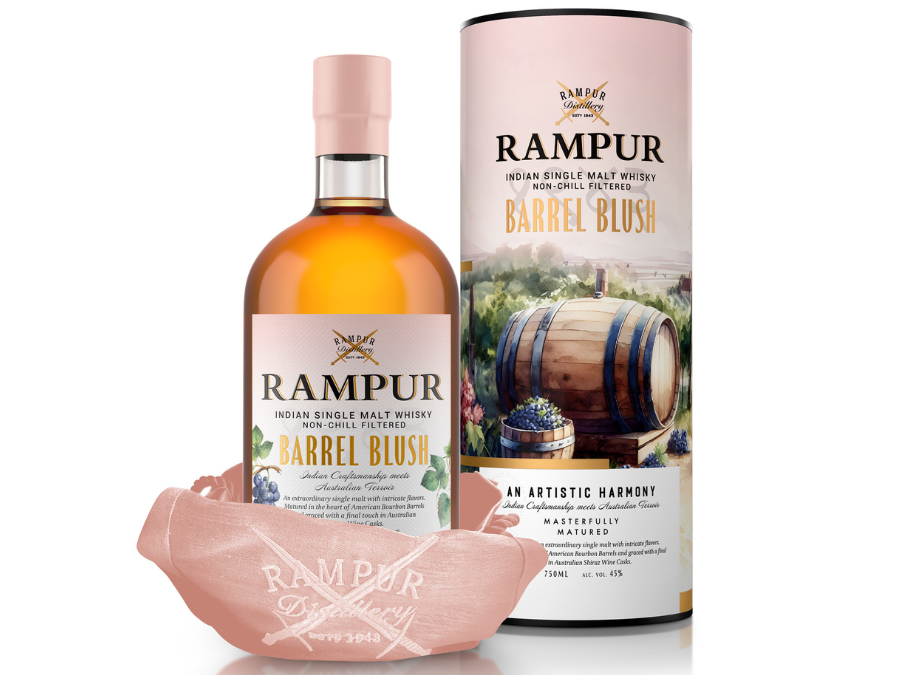 Bottle of and box for Rampur Barrel Blush